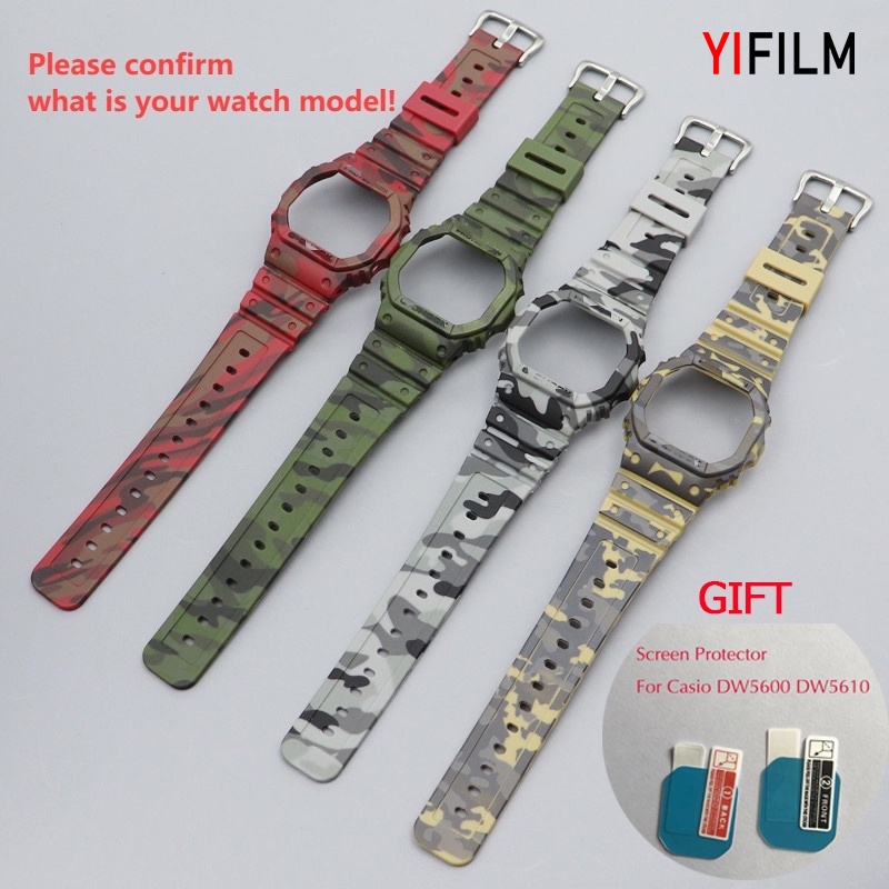 Yifilm สายนาฬิกาข้อมือ ลายพราง สําหรับ Casio G Shock Strap G5600 DW-5600BB GWX-5600 DW-5025 GW-5000 