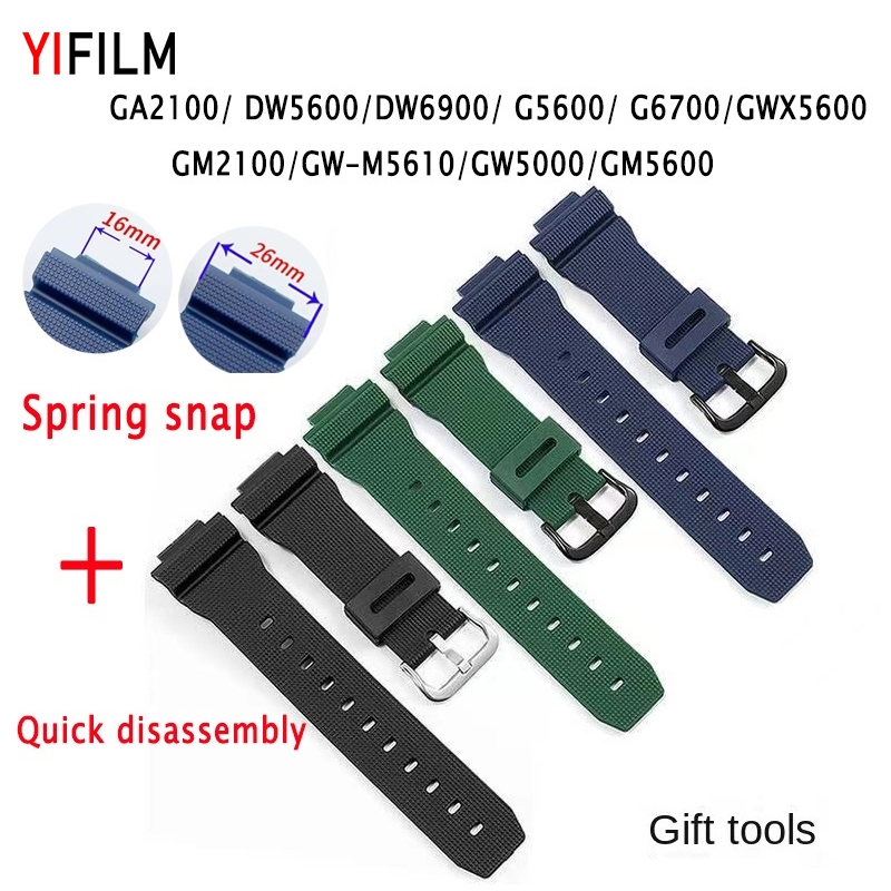 Yifilm สายนาฬิกาข้อมือซิลิโคน กันน้ํา แบบเปลี่ยน สําหรับ Casio GA2100 GM5600 GM2100 DW5600 DW6900 Series