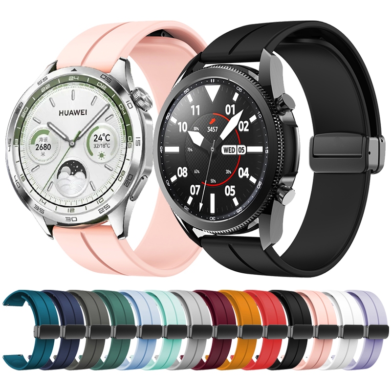 สายนาฬิกาข้อมือซิลิโคน หัวเข็มขัดแม่เหล็ก สําหรับ samsung Watch 4 5 5pro 20 มม. 22 มม. HUAWEI Watch GT 3 46 มม. 42 มม. Band HONOR Magic Watch 2 GS 3 Pro