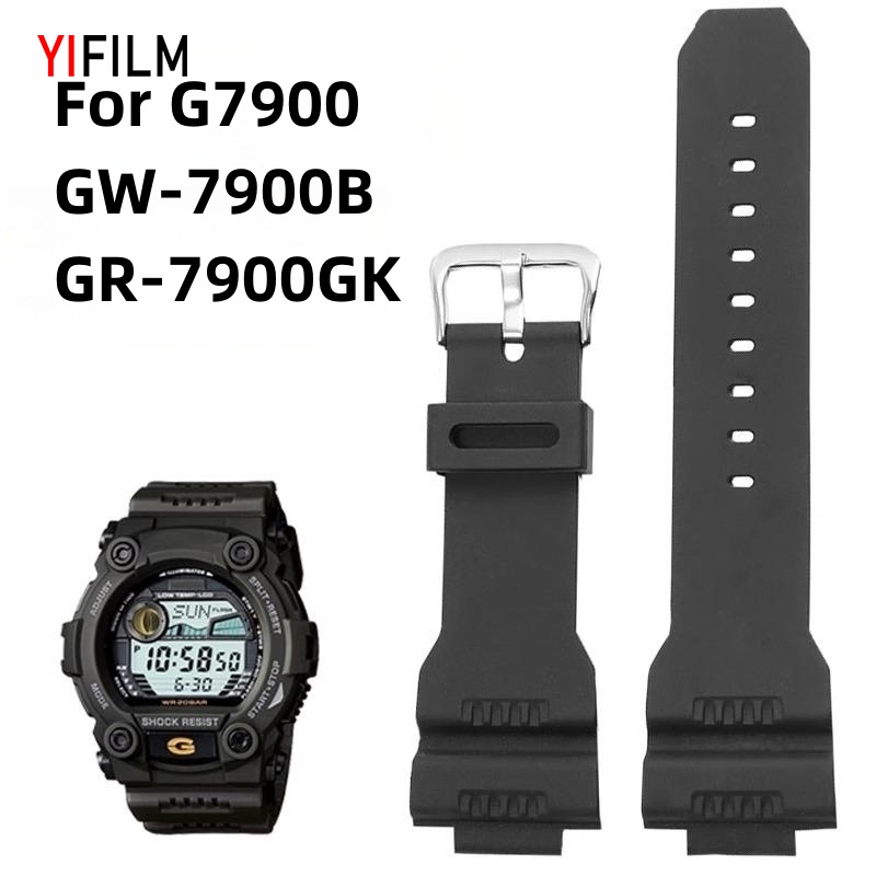 Yifilm สายนาฬิกาข้อมือยางซิลิโคน กันน้ํา สีดํา แบบเปลี่ยน สําหรับ Casio G Shock G-7900sl GW-7900b GR-7900NV
