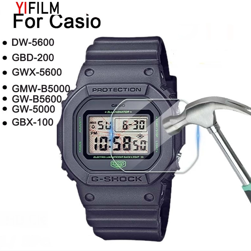 Yifilm ฟิล์มกระจกนิรภัยกันรอยหน้าจอ gshock*1 ชิ้น (DW-5600,GBD-200,GWX-5600,GMW-B5000,GW-B5600,GW-5000,GBX-100) 9H