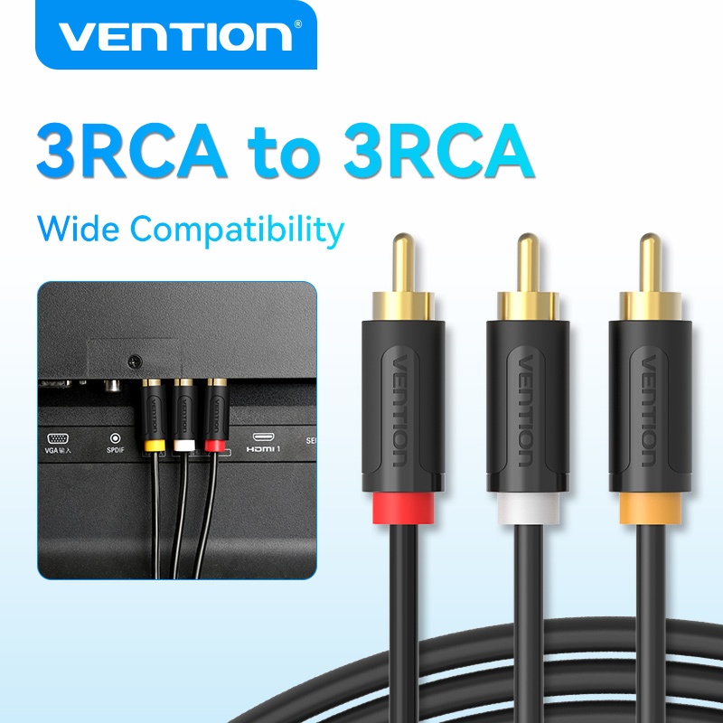 Vention Hifi Sound Quality 3RCA to 3RCA AV cable Compatible with Box Speaker DVD Player BCA