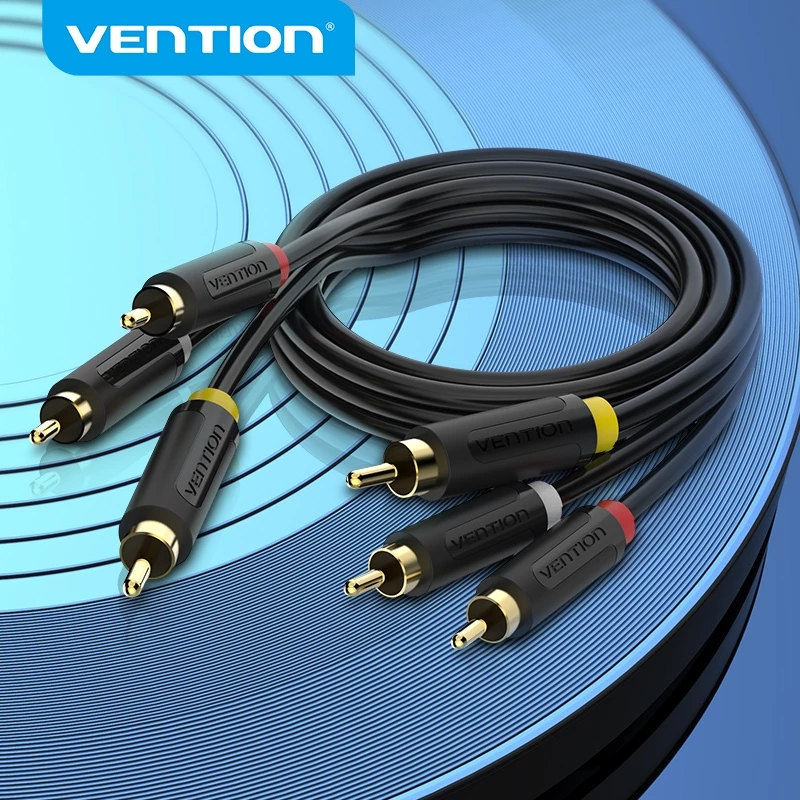 Vention Hifi Sound Quality 3RCA to 3RCA สายเคเบิลเสียงและวิดีโอ AV Cable Compatible with Box Speaker DVD Player