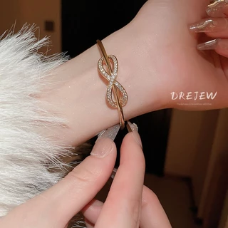 DREJEW สร้อยข้อมือแฟชั่น ประดับโบว์เพทาย 18K ขนาดเล็ก หรูหรา กันแพ้ ระดับไฮเอนด์