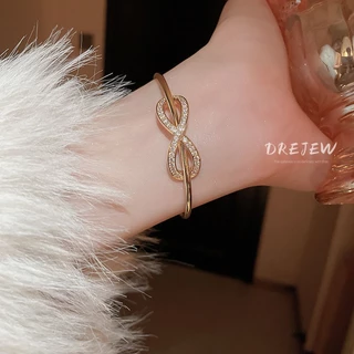 DREJEW สร้อยข้อมือแฟชั่น ประดับโบว์เพทาย 18K ขนาดเล็ก หรูหรา กันแพ้ ระดับไฮเอนด์