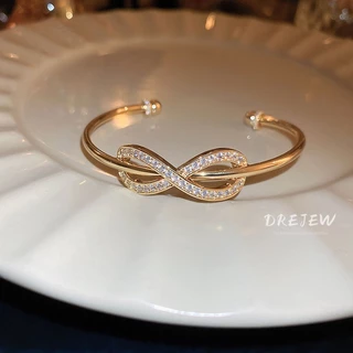 DREJEW สร้อยข้อมือแฟชั่น ประดับโบว์เพทาย 18K ขนาดเล็ก หรูหรา กันแพ้ ระดับไฮเอนด์