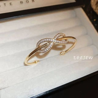DREJEW สร้อยข้อมือแฟชั่น ประดับโบว์เพทาย 18K ขนาดเล็ก หรูหรา กันแพ้ ระดับไฮเอนด์