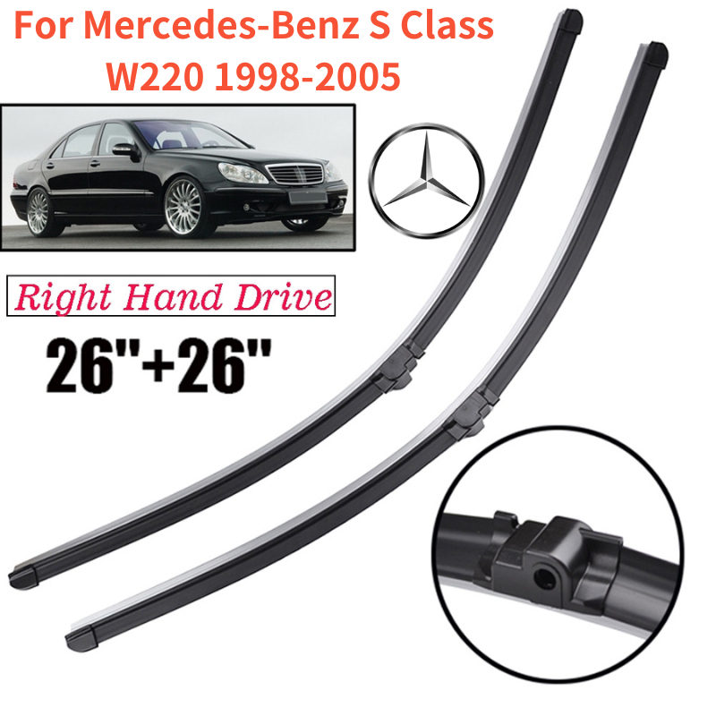 ใบปัดน้ําฝนกระจกหน้ารถยนต์ ซิลิโคน ขนาด 26 นิ้ว และ 26 นิ้ว สําหรับ Mercedes-Benz S Class W220 1998-