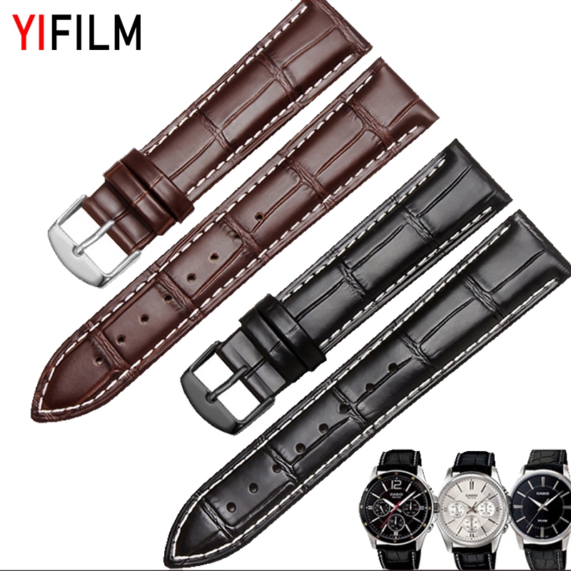 Yifilm สายนาฬิกาข้อมือหนังวัวแท้ 20 มม. สําหรับ Casio MTP-VD01D VT01L V101B MTP-V002 V004 V006 MTP-1