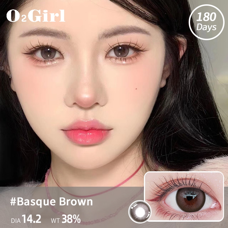 O2girl (COD) คอนแทคเลนส์ ดวงตานิ่ม สีเทา สีน้ําตาลธรรมชาติ 14.2-14.5 มม. 2 ชิ้น (0~-8.00) wind