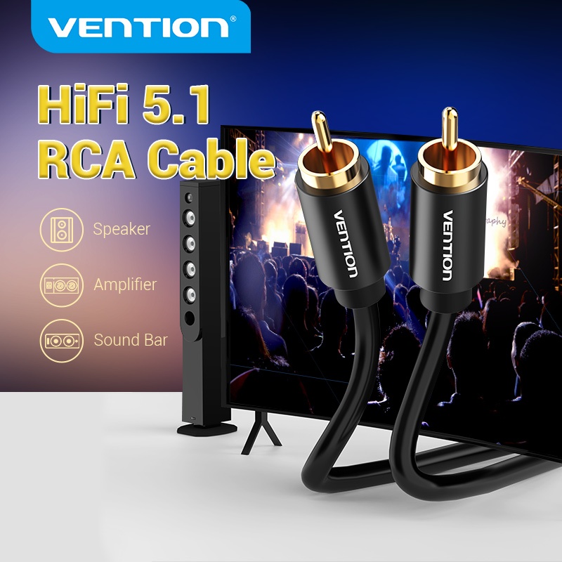 Vention RCA ถึง RCA Hifi 5.1 เครื่องขยายเสียงทีวี Spdif  ชายกับชายสเตอริโอเสียงคู่สาย สายสัญญาณเสียง Coaxial แบบ Dual Shield