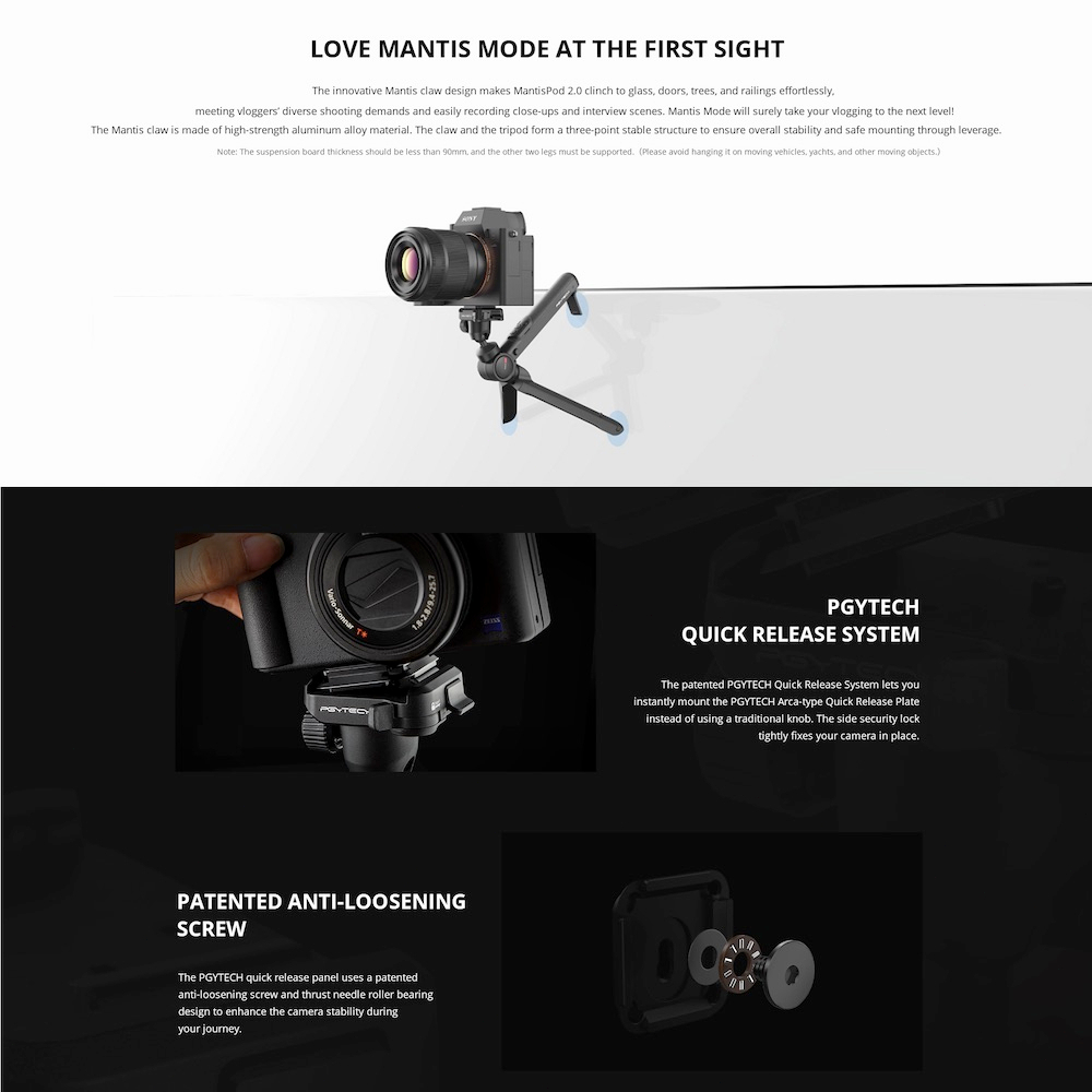 【ร้านค้าอย่างเป็นทางการ】PGYTECH MANTISPOD2.0 (ไม่มีรีโมทคอนโทรล) - ขาตั้งกล้องสำหรับกล้อง DSLR สมาร์ทโฟน Selfie โต๊ะทำงาน มี Dandelion Vlogging Live Streaming พกพาได้ - รูปที่ 4