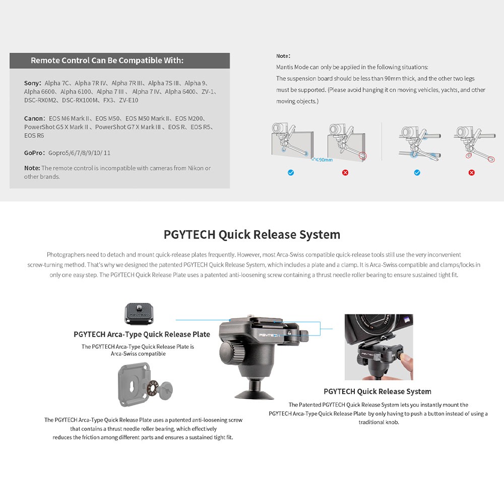 【ร้านค้าอย่างเป็นทางการ】PGYTECH MANTISPOD2.0 (ไม่มีรีโมทคอนโทรล) - ขาตั้งกล้องสำหรับกล้อง DSLR สมาร์ทโฟน Selfie โต๊ะทำงาน มี Dandelion Vlogging Live Streaming พกพาได้ - รูปที่ 7