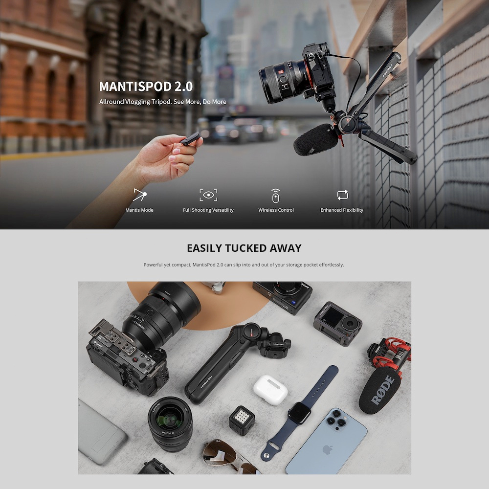 【ร้านค้าอย่างเป็นทางการ】PGYTECH MANTISPOD2.0 (ไม่มีรีโมทคอนโทรล) - ขาตั้งกล้องสำหรับกล้อง DSLR สมาร์ทโฟน Selfie โต๊ะทำงาน มี Dandelion Vlogging Live Streaming พกพาได้ - รูปที่ 2