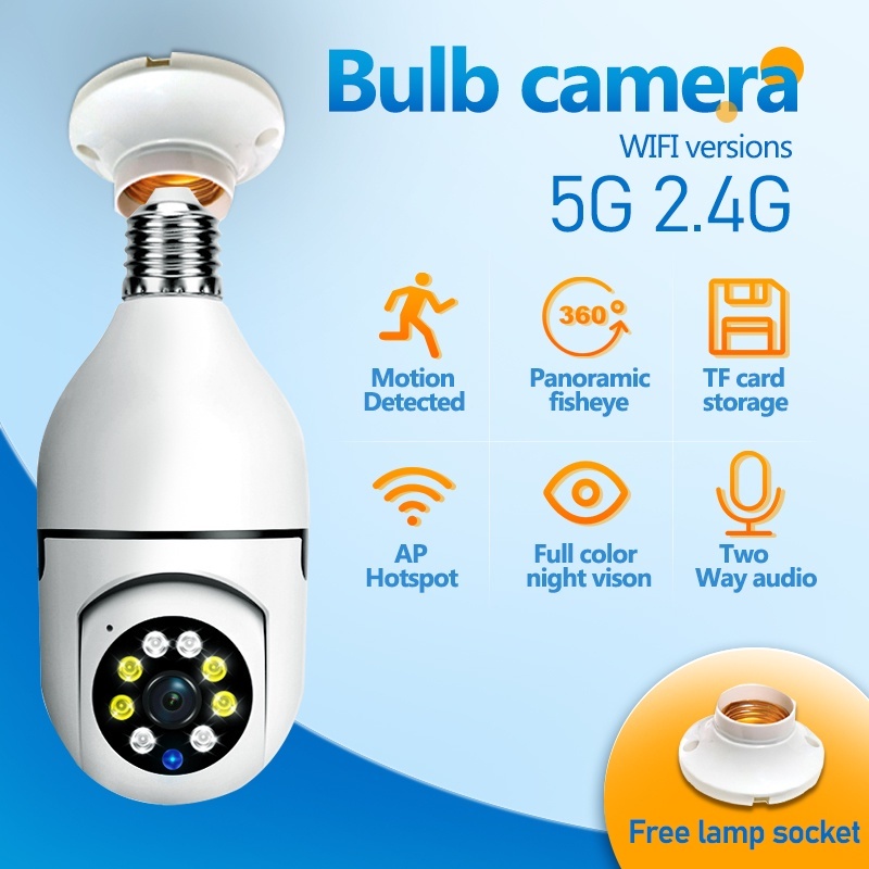 [EarWonders] กล้องวงจรปิดไร้สาย HD 1080P Wifi 360 องศา CCTV E27 Fisheye Bulb Lamp IP สองทาง