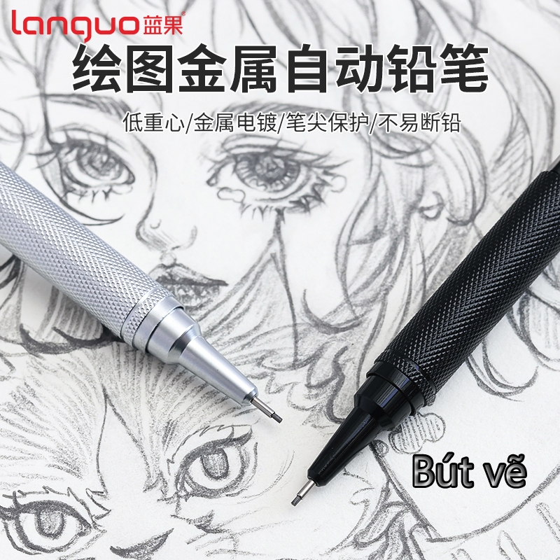 Languo ชุดดินสอกด โลหะ อัตโนมัติ 0.3 0.5 0.7 มม. สําหรับวาดภาพ ระบายสี สํานักงาน โรงเรียน