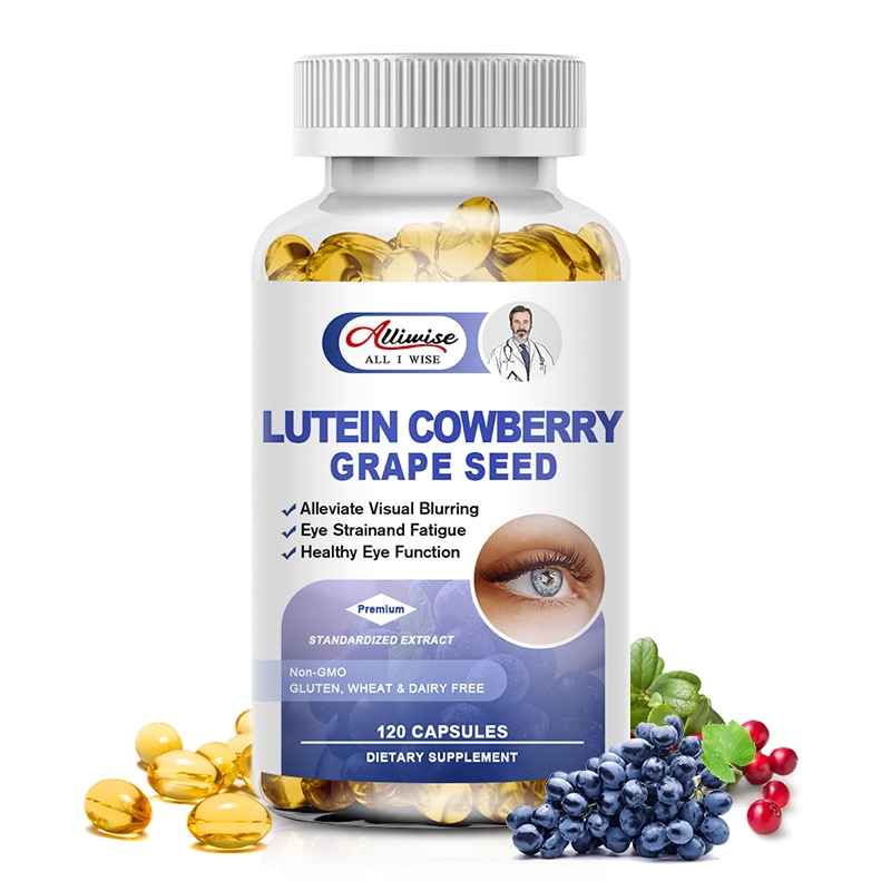 Alliwise Lutein Bilbery Capsule อาหารเสริมลูทีน 20 มก. พร้อมเมล็ดองุ่น วิตามินบํารุงสายตา 25 มก. ช่วยบรรเทาความเมื่อยล้า บรรเทาอาการปวดเมื่อยล้า