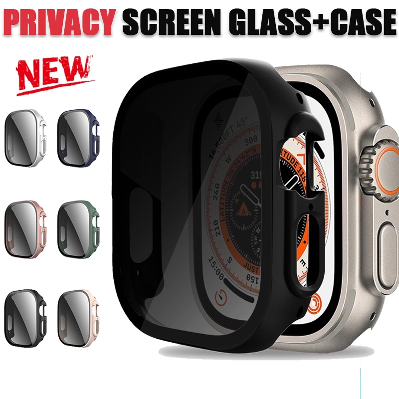 กระจกนิรภัย + ฝาครอบสําหรับ Apple Watch Ultra 49mmseries 10 46 มม.42 มม.ฟิล์มความเป็นส่วนตัวป้องกันหน้าจอกรณี iWatch 7 6 54 3 se 41 มม.45 มม.