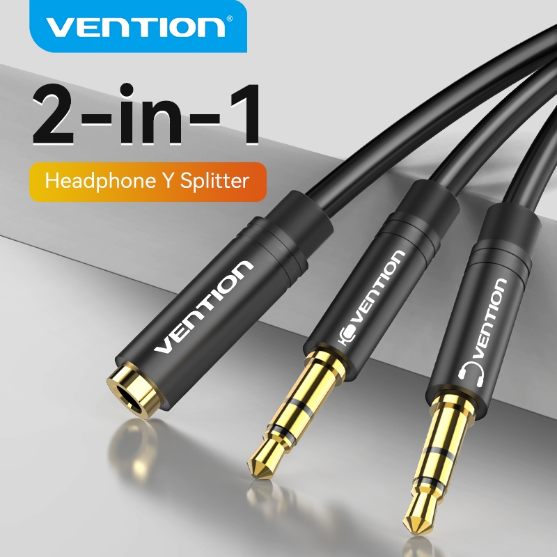 Vention 3.5 มม. สายเคเบิลแยกหูฟัง ขยาย ช่องเสียบชุดหูฟัง ตัวเมีย  เป็นตัวผู้ 2 หัว สําหรับพีซี BBU/BBL