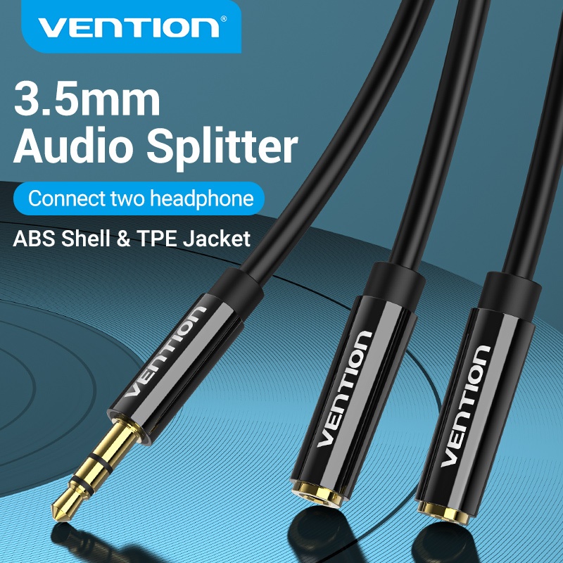 Vention 3.5 มม. อะแดปเตอร์ อะแดปเตอร์เเยกสาย AUX  2 ช่องสำหรับ PS4  iPad, iPhone, iPods หูฟัง ลำโพง 
