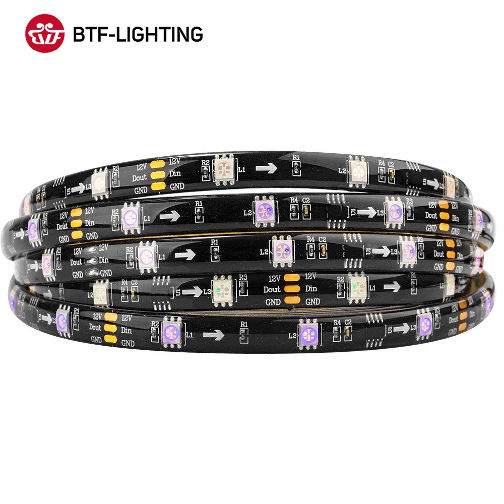 BTF-LIGHTING WS2811 30LEDs/m  RGB IC แถบไฟ LED 1 IC ควบคุม 3 LEDs แถบไฟพิกเซลที่แอดเดรสได้ DC12V