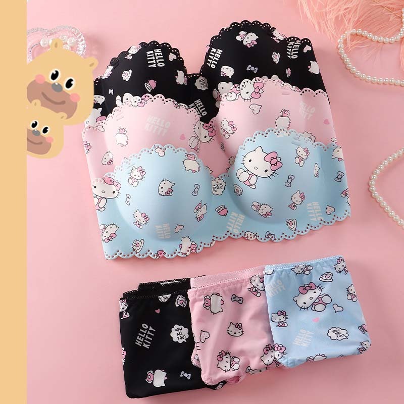 🎀bearbra🎀ขนาดเล็ก สไตล์ญี่ปุ่น ทรงเกาะอก คัพ A-B มีโครง บราเกาะอก ถอดสายได้