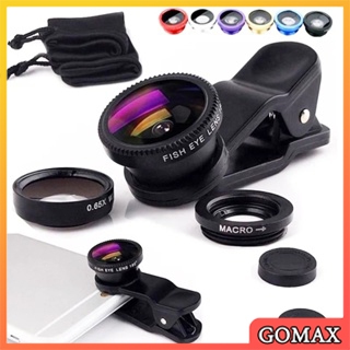3in1 Fisheye เลนส์กล้องไมโคร มุมกว้าง สําหรับ iPhone Xiaomi Redmi 3IN1 Zoom Fish Eye Len บนเลนส์สมาร