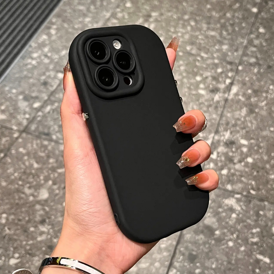 【Matte tpu soft case/Black】เคส compatible for iPhone 11 12 13 14 15 pro max case