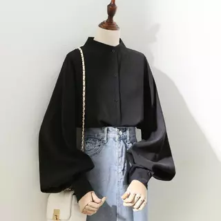 เสื้อเชิ้ตแขนยาว คอปก ทรงหลวม สีขาว แฟชั่นฤดูใบไม้ร่วง สไตล์เกาหลี และฮ่องกง สําหรับผู้หญิง