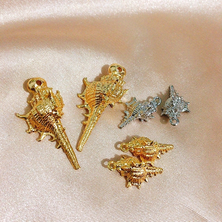 จี้สังข์ ชุบทอง 18K คุณภาพสูง สําหรับทําเครื่องประดับ DIY