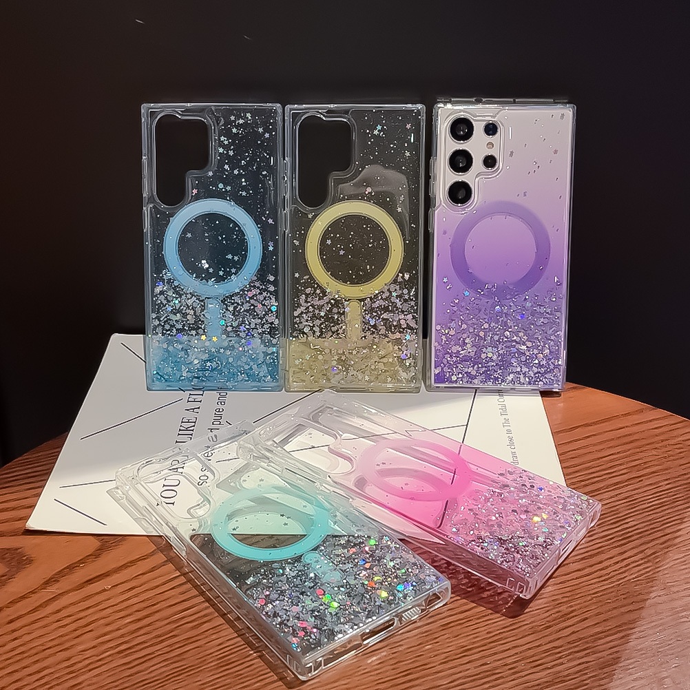แวววาว Magnetic ซองโทรศัพท์ Samsung Galaxy S23 Ultra S23 Plus S23 S22 Ultra S22 Plus S22 Case เคสโทรศัพท์ใหม่ TPU ป้องกันการตก เคสมือถือซัมซุง