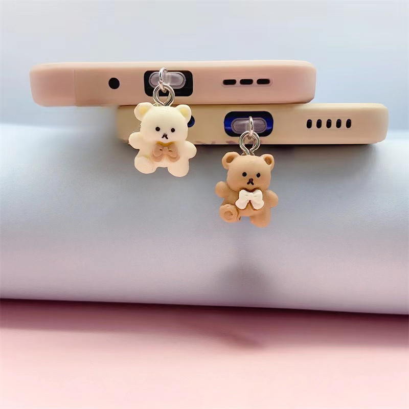 ปลั๊กเสียบโทรศัพท์มือถือ ป้องกันฝุ่น รูปหมีน่ารัก diy