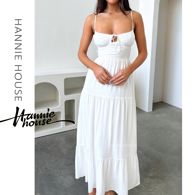 Hannie- ชุดแม็กซี่เดรส เปิดหลัง สําหรับผู้หญิง