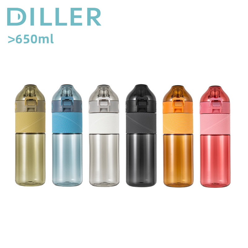 Diller Tritan ขวดน้ํา พร้อมหลอดดูด ไร้ BPA และเชือกยก ขนาด 650 มล. สําหรับเล่นกีฬา และกลางแจ้ง DB-002