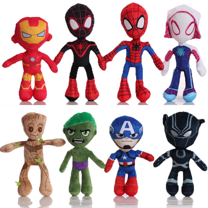 18 สไตล์ Avengers Superhero Black Panther Iron Man Hulk Groot กัปตันอเมริกาของเล่นตุ๊กตาตุ๊กตานุ่มตุ๊กตาเด็กของขวัญวันเกิด
