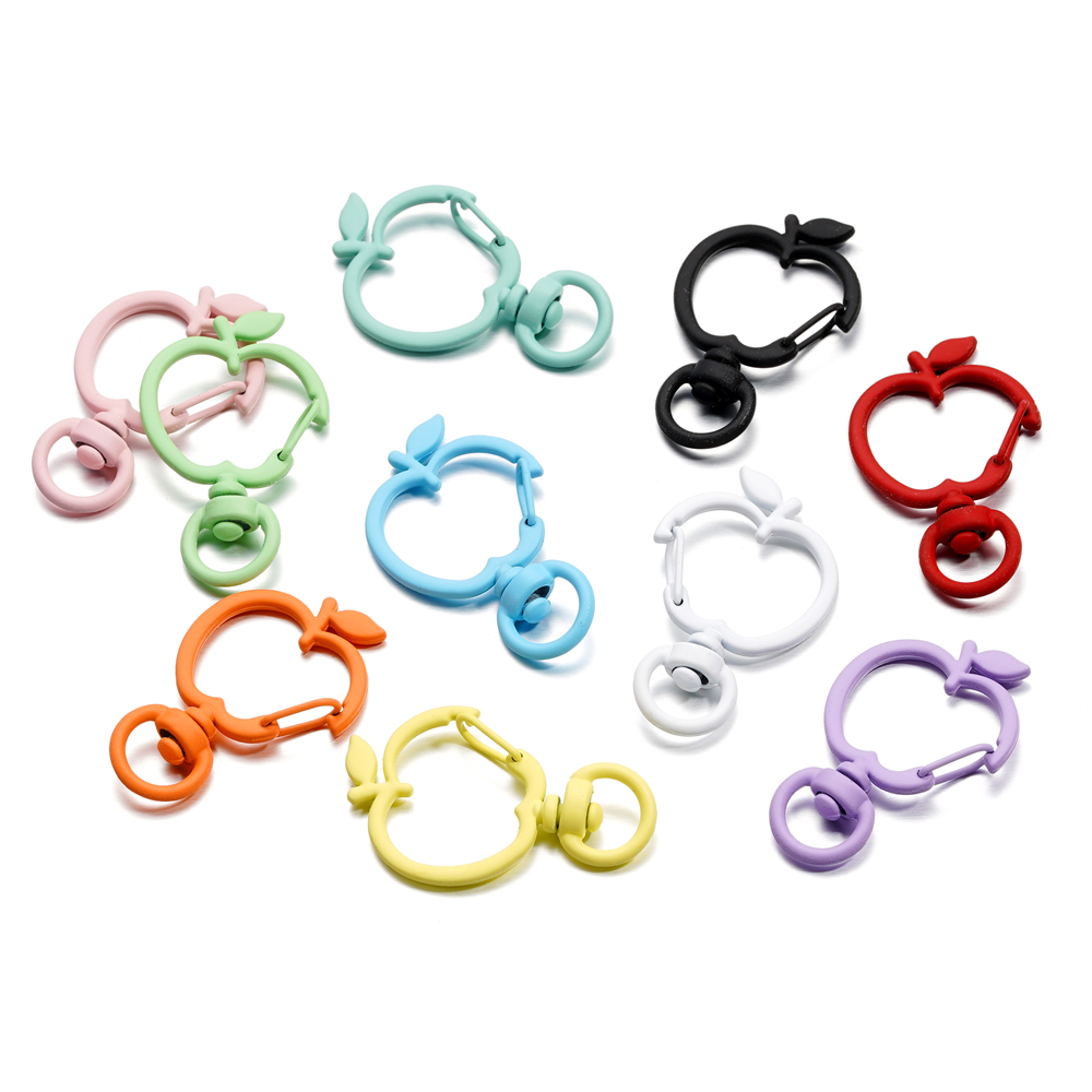 St.kunkka 5 ชิ้น 24*38mmพวงกุญแจโลหะผสมสังกะสี รูปแอปเปิ้ล สีแคนดี้ สัมผัสที่เป็นมิตรต่อผิวสําหรับทําพวงกุญแจ DIY
