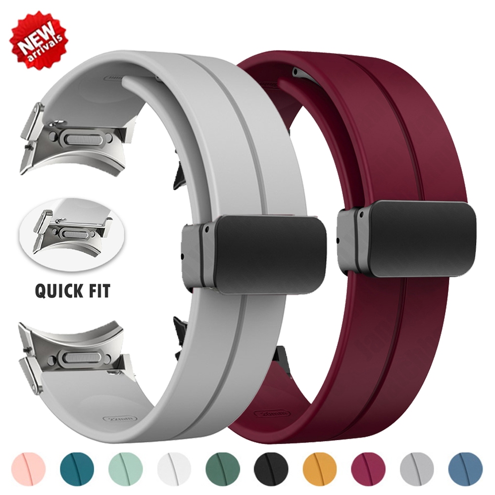 No Gaps สายซิลิโคนแม่เหล็กสําหรับ Samsung Galaxy Watch 6Classic 47 มม.43 มม.7/6/5/4 40 มม.44 มม.5Pro 45 มม.Quick Fit Soft Sports Band