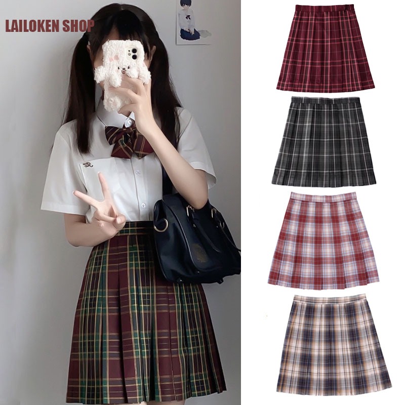 ชุดคริสต์มาส กระโปรงลายสก๊อต สไตล์เกาหลี กระโปรงเทนนิสเอวสูง มีชับใน JK skirt