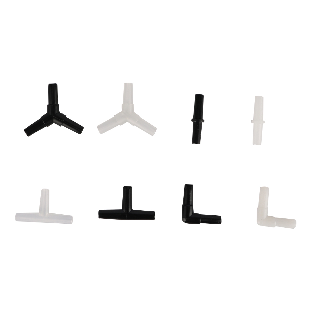 20 ชิ้นสีดํา 4 มิลลิเมตรตัวเชื่อมต่อท่ออากาศ Aquarium Air ปั๊มสายท่อ connetors Tee/ตรง/ข้อศอก/Y Connectors