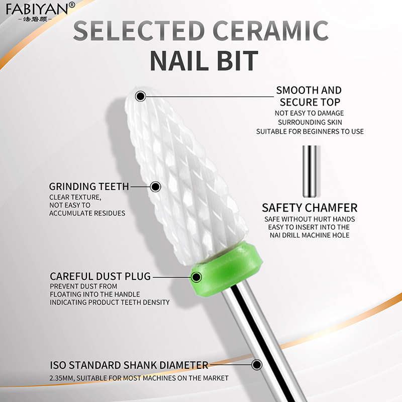 ชุดหัวเจียรเล็บ ชุดดอกสว่านเซรามิค สําหรับตกแต่งเล็บ 10 ชิ้น ต่อถุง FABIYAN - รูปที่ 2