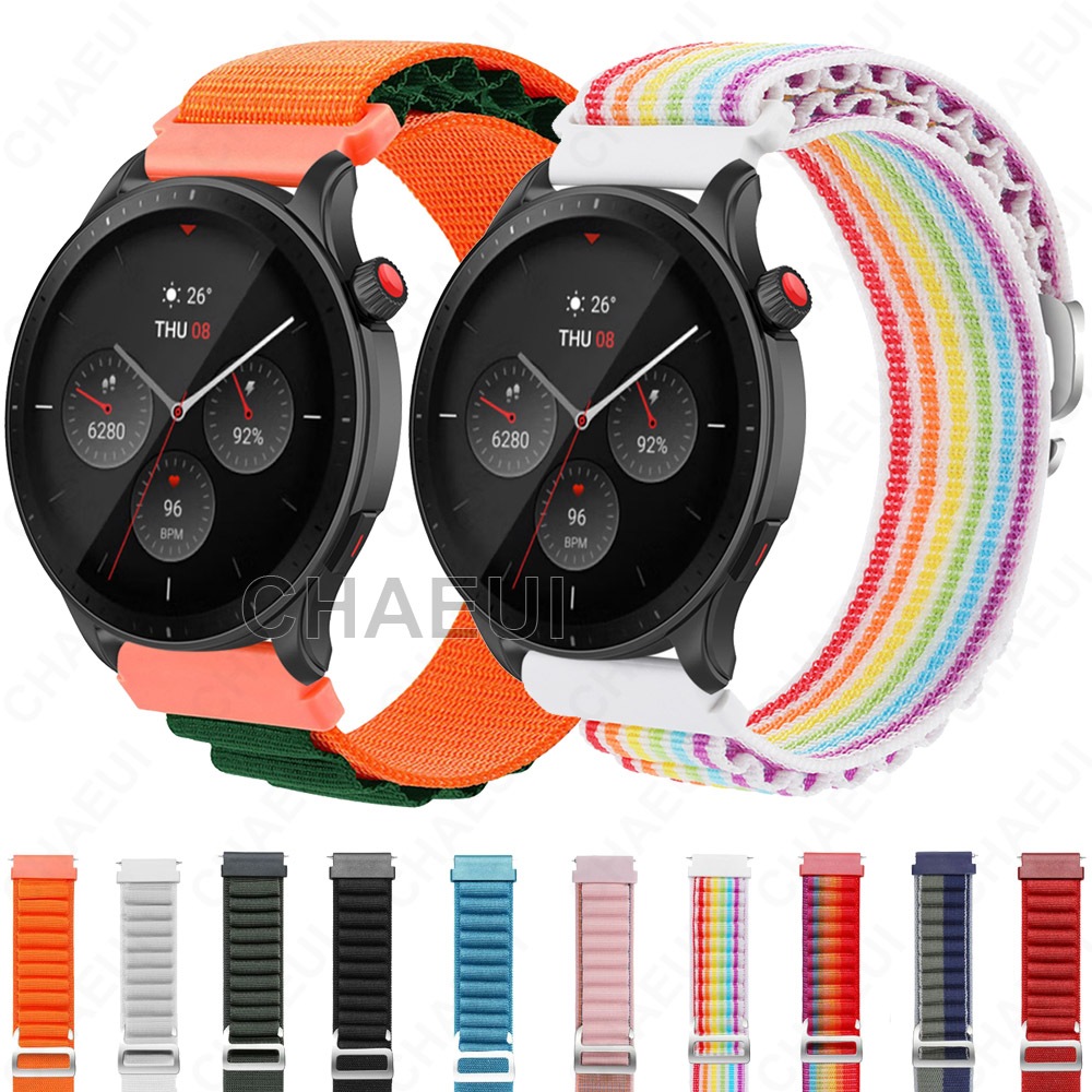สายรัดไนลอนอุปกรณ์เสริมระบายอากาศสําหรับ Amazfit GTR 4 3 Pro GTR2 / Balance 2 / Cheetah Pro / Pace / GTR 47mm