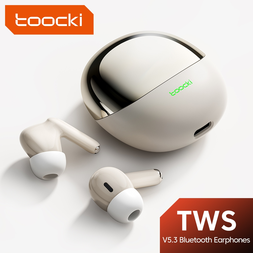 Toocki TWS 5.3 หูฟังบลูทูธไร้สาย หูฟังสเตอริโอ เสียงเบส หูฟังกีฬา ชุดหูฟัง พร้อมไมโครโฟน เคสชาร์จ