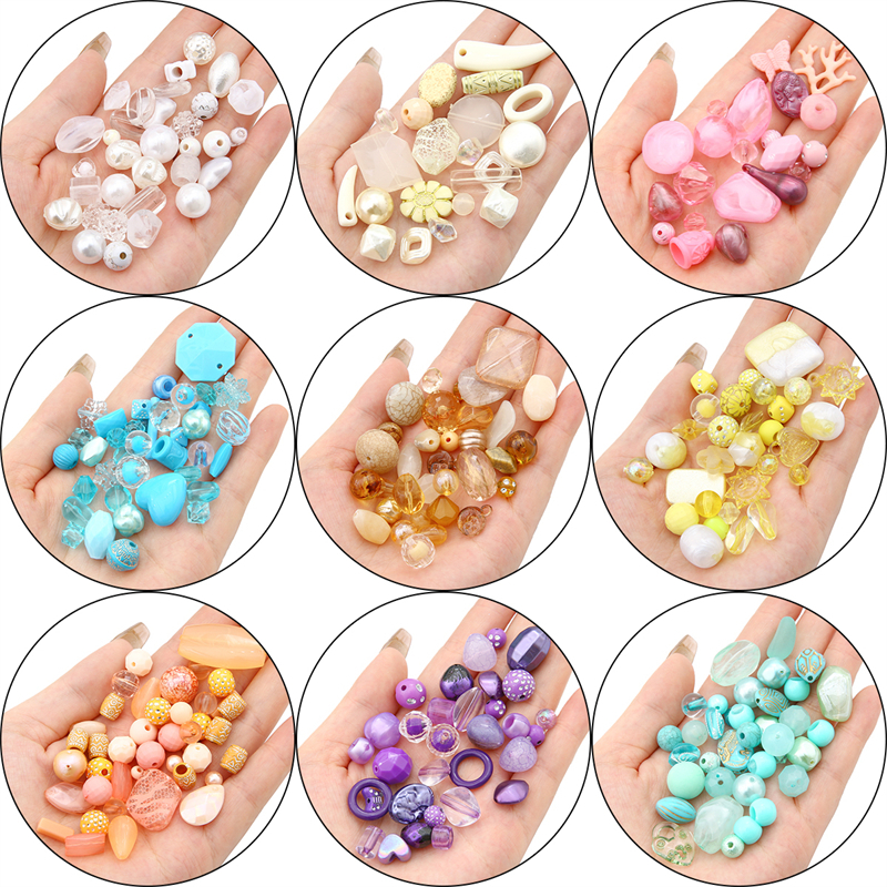 ชarm อะคริลิคหลากหลายรูปร่าง 30 กรัม/ถุง สุ่มมาพร้อมลูกปัดสำหรับทำสร้อยคอและสร้อยข้อมือ DIY