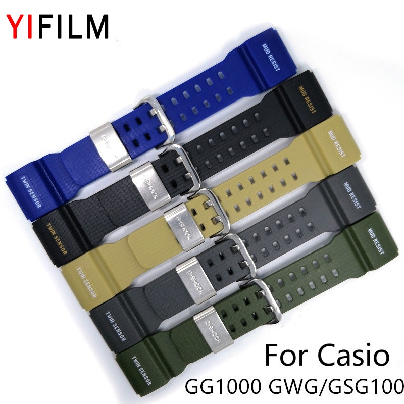 สายนาฬิกาข้อมือเรซิ่นกันน้ําสําหรับ casio g - shock gg - 1000 gwg - 100 gsg- 100