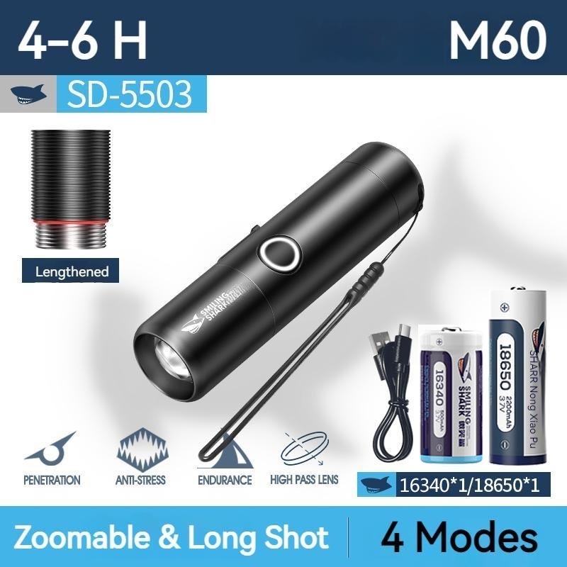 Smilingshark SD5503 ไฟฉาย LED สว่างมาก ขนาดเล็ก ไฟฉายแม่เหล็ก ชาร์จ USB 4 โหมด พร้อมโป๊ะ กันน้ํา สําหรับตั้งแคมป์ เดินป่า กลางแจ้ง