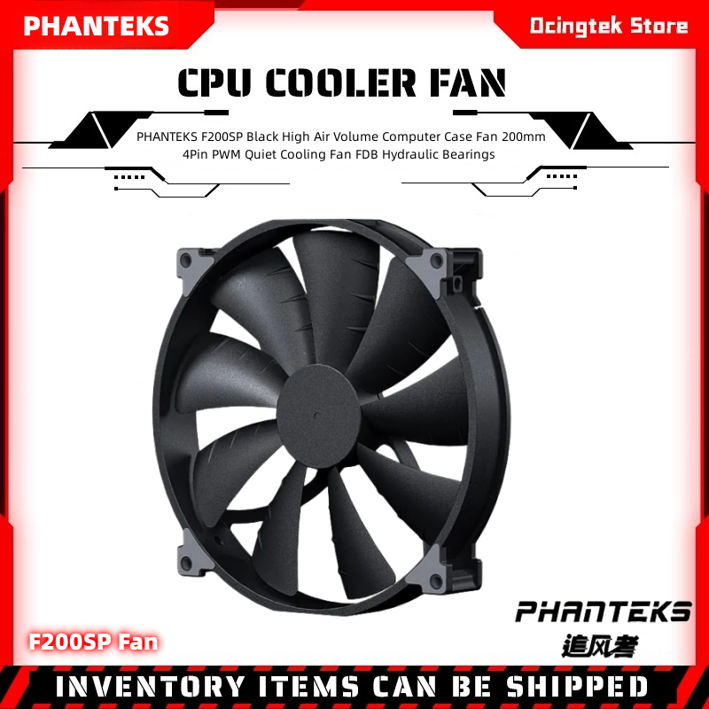 Phanteks F200SP พัดลมระบายความร้อนไฮดรอลิค เสียงเงียบ 200 มม. 4Pin PWM FDB สีดํา สําหรับคอมพิวเตอร์
