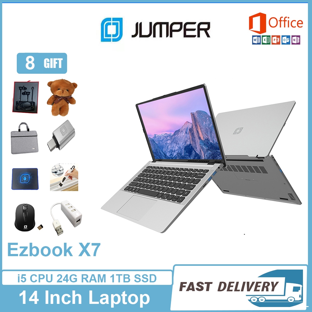 【Free Gift Set】Jumper Ezbook X7 14 Inch Laptop Notebook 24GB RAM 1TB SSD Intel® Core i5 Quad Core Windows 11with MS Office Install Thai Keyboard