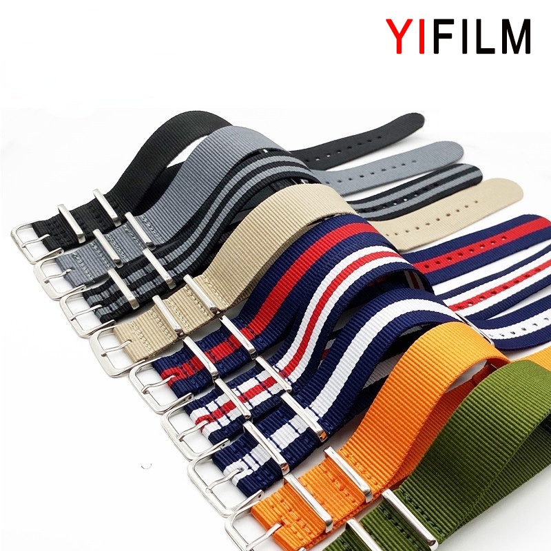Yifil 14/16/18/20/22mmNylon Watchband สายผ้าใบผู้ชายผู้หญิงเปลี่ยนสร้อยข้อมือนาฬิกาอุปกรณ์เสริม