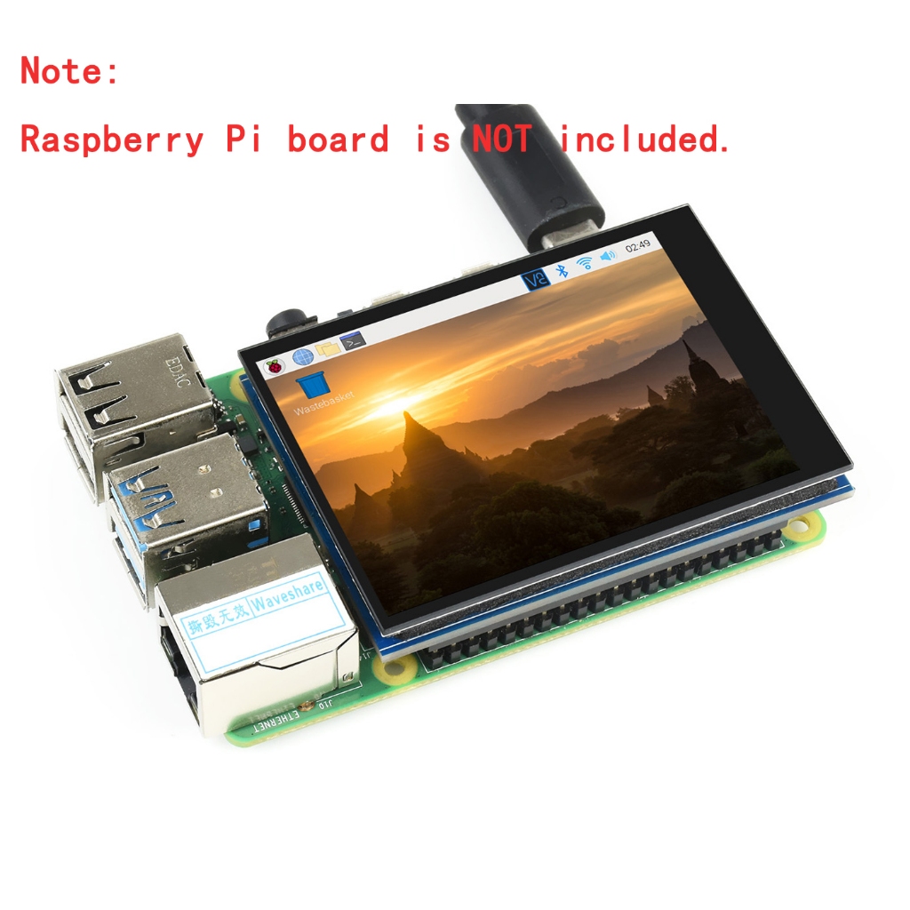 2.8" Capacitive Touch Screen จอแสดงผล Expansion Board DPI LCD Display HAT for RasPi RPI Raspberry Pi