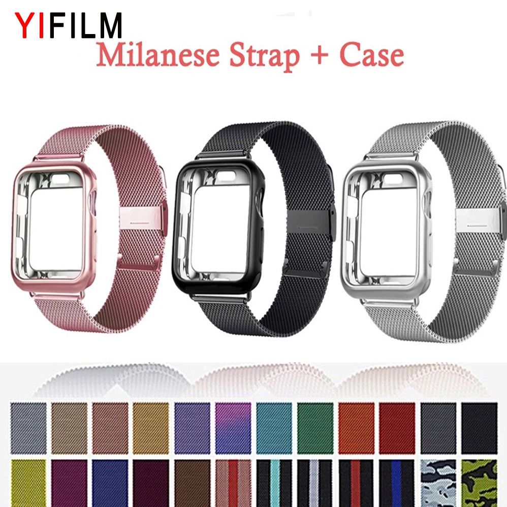 Yifilm สายนาฬิกาข้อมือเหล็ก พร้อมเคส สําหรับ Apple watch Series 6 SE 5 4 40 มม. 44 มม. 38 มม. 42 มม. 6 5 4
